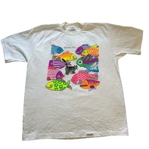 Vintage Crazy Shirts B Kliban Medium Hawaii T-shirt Cat So Many Fish New